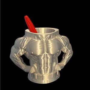 Muscle Man Desk Pen Holder – Bold Bodybuilder Organizer Cup